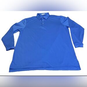 Peter Millar Polo Shirt Mens XLT Blue Summer Comfort Long Sleeve Golf